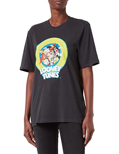 ONLY Women's ONLLOONEY Tunes Oversize S/S TOP Box JRS t-shirty i topy, fantom/nadruk: wszystkie, M