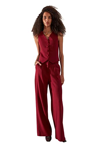 Trendyol Kamizelka damska z guzikami, burgundowy, burgundowy, 42