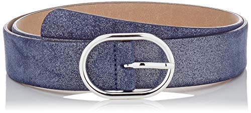 BRAX Damski pasek ze skóry welurowej z połyskującym paskiem, Niebieski (indygo), 90
