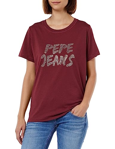 Pepe Jeans Damska koszulka Bria, Czerwony (bordowy), S