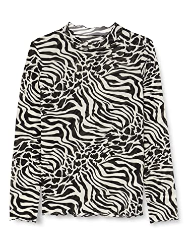 Urban Classics Damska koszulka z długim rękawem AOP z siateczki, biały/czarny, XL