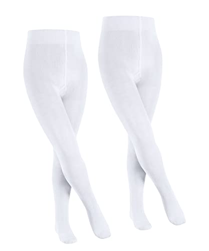FALKE Uniseks - dzieci Rajstopy Family 2-Pack K TI Zrównoważona Bawełna grube jednokolorowe 2 Pak, Biały (White 2000), 80-92cm (12-18 miesiące)
