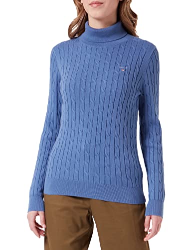 GANT Damski sweter ze stretchem Cotton Cable Turtle Neck Pullover, Hurricane Blue, S