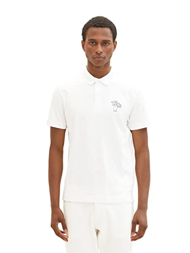 TOM TAILOR Męska koszulka polo, 1036379, biała, XL, 10332 – Off White, XL