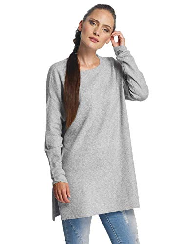 VERO MODA Damski sweter Vmbrilliant Ls O-Neck Long Blouse Noos, szary (Light Grey Melange Detail:w. Snow White), XL