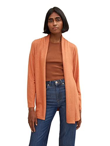 TOM TAILOR Denim Damski Basic długi kardigan 1033047, 30345 - Rusty Amber Melange, XS