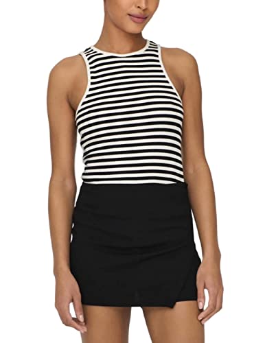 ONLY Onlany S/L JRS Top damski, Black/Stripes:cloud Dancer, XS