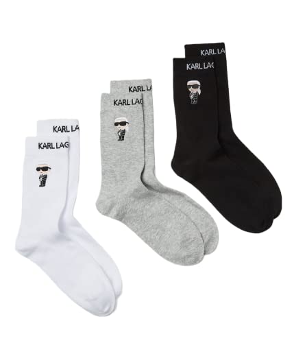 KARL LAGERFELD Mężczyźni Skarpety K/Ikonik 2.0 (Zestaw 3), Czarny/Biały/Szary, 35-38