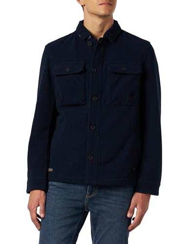 camel active Męska kurtka do wnętrz, overshirt o wyglądzie wełny, luźny blezer, granatowy, M