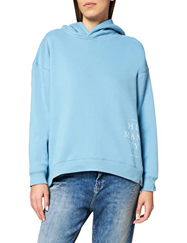 camel active Damska bluza z kapturem z nadrukiem, jasnoniebieski, S