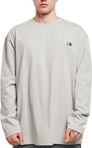 STARTER BLACK LABEL Męski T-shirt z długim rękawem, wyszywane logo na klatce piersiowej i nadrukiem rękawów, naszywka z logo na obszyciu, Essential Longsleeve Tee, rozmiar S do XXL, Lightassphalt, S