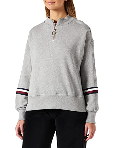 Tommy Hilfiger Damska bluza z zamkiem błyskawicznym RLX GLB STP 1/2, jasnoszara HTR, S