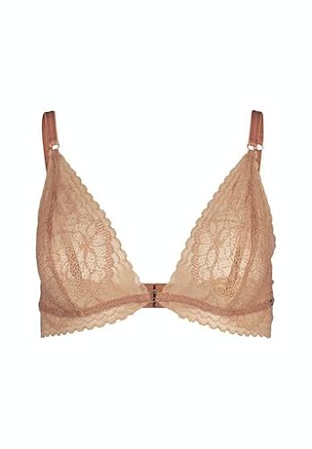 Skiny Damski biustonosz typu shell z koronką, pudrowy, regularny, Powder