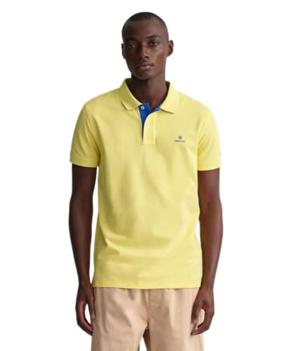 GANT Contrast Collar Pique SS Rugger, męska koszula polo, przezroczysta żółta (Clear Yellow), standardowa, przezroczysty żółty, S