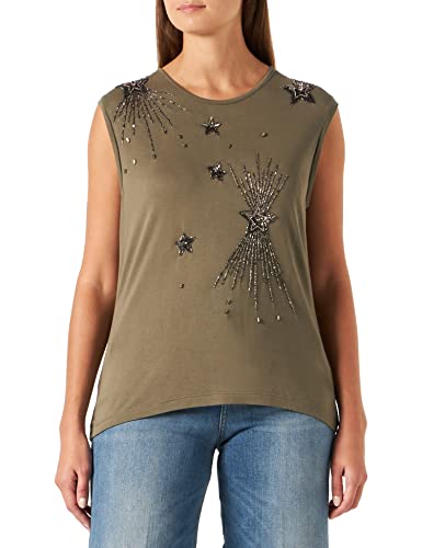 Pinko Damska koszulka z haftem Martina, x52_Green Asphalt, XL