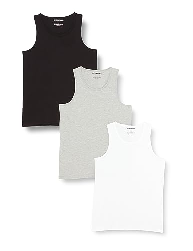 Bestseller A/S Męski tank top, Jasnoszary melanż/opakowanie: biały - czarny, M