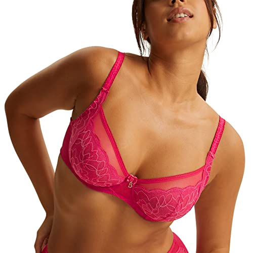 Bestform - Koronkowy biustonosz z fiszbinami i Tule Capri, Różowy Fuschia, 90D