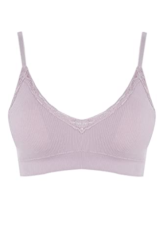 DeFacto Bralette koronkowy biustonosz damski – miękki i oddychający biustonosz (różowy, L), rose, L
