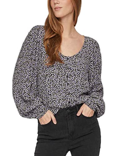 Vila Damska bluzka VIFINI V-Neck L/S TOP/SU-NOOS, Sweet Lavender/AOP:ALINI, 34, Sweet Lavender/Aop:alini, 34