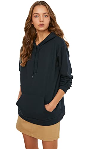 Trendyol Damska bluza z kapturem w kolorze granatowym, niebieskim, kangurka, rozmiar M