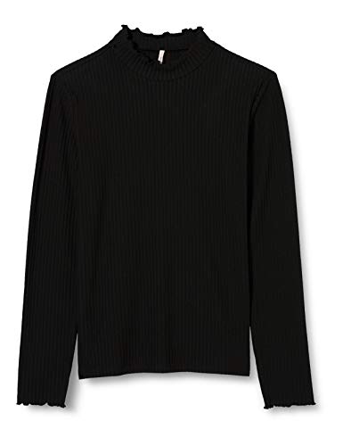 Kids ONLY KONNELLA L/S HIGH Neck TOP JRS długi rękaw, czarny, 146/152, Czarny, 146-152
