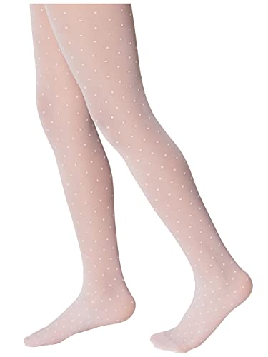 Conte elegant Dziewczęce Dotsy eleganckie rajstopy dziecięce, biały, 104/110 cm