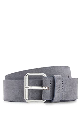 BOSS Męski pasek Serge-Sd Sz40 zamszowy skórzany z klamrą rolkową, Szary, 110
