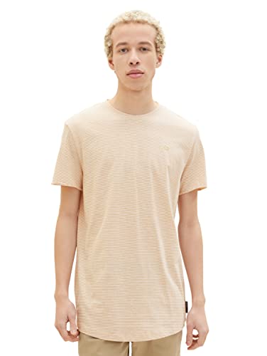 TOM TAILOR Denim Koszulka męska 1036966, 31354-Brown White Fine Yd Stripe, S, 31354 - Brown White Fine Yd Stripe, S