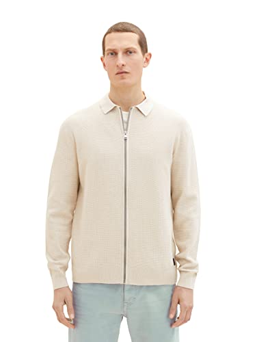 TOM TAILOR Męskie Kardigan 1034942, 13523 - Cargo Beige Melange, L