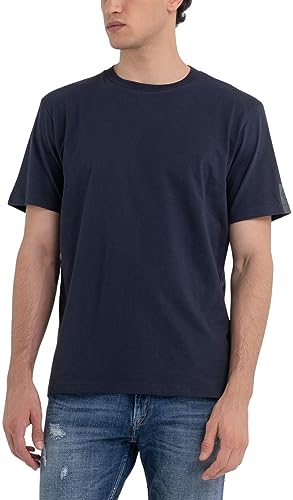 Replay Męski T-shirt krótki rękaw okrągły dekolt, niebieski (Midnight Blue. 576), XL, Midnight Blue. 576 cm, XL