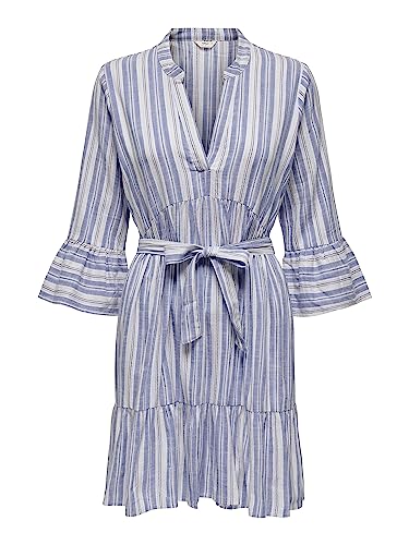 Bestseller A/S Damska sukienka ONLTONI Athena 3/4 WVN, Clear Sky/Stripes:Multi, L, Clear Sky/Stripes: multi, L