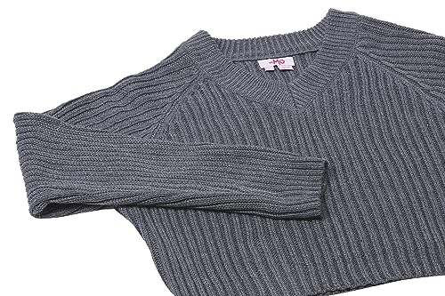 myMo Damski sweter z dzianiny prążkowanej z dekoltem w serek, poliester, ciemnoszary, melanż, rozmiar XS/S, ciemnoszary melan?, XS
