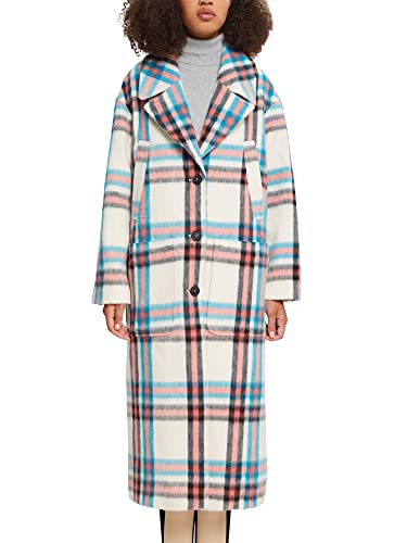edc by ESPRIT Długi płaszcz w kratkę, Off White, L