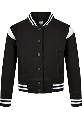 Urban Classics Dziewczęca kurtka Inset College Sweat Jacket, czarny/biały, 158/164 cm