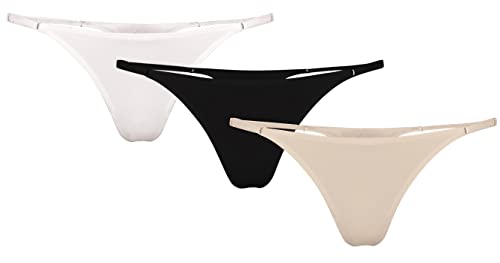 OW KOLEKCJA stringi majtki damskie, Czarny/Nude/Biały, XL