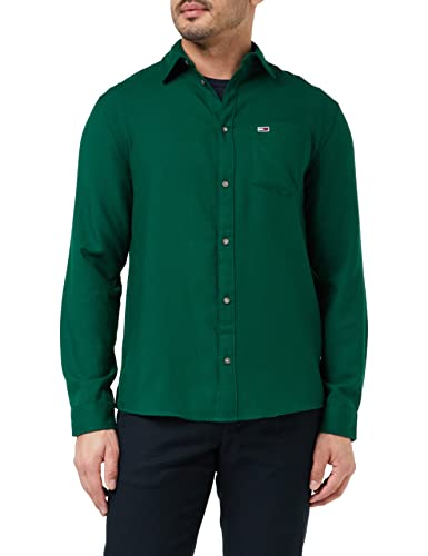 Tommy Jeans Męska koszula flanelowa TJM Solid, Ciemna zieleń, S