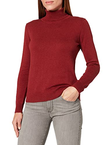 TOM TAILOR Damski sweter z golfem 1021797, 27785 - Dark Maroon Red Melange, M
