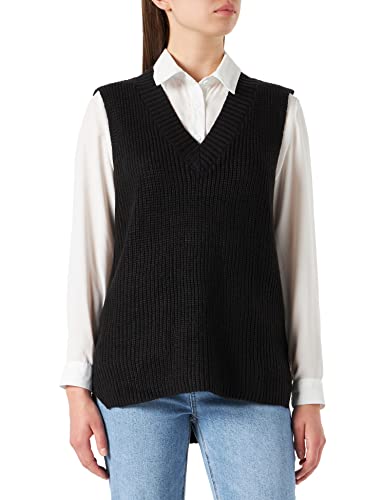 VERO MODA Damska kamizelka z dzianiny Vmlea Sl V-Neck Long Vest Noos, czarny, S