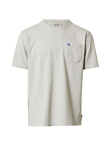 Scotch & Soda Męski t-shirt z okrągłym dekoltem, Grey Melange 0606, XL