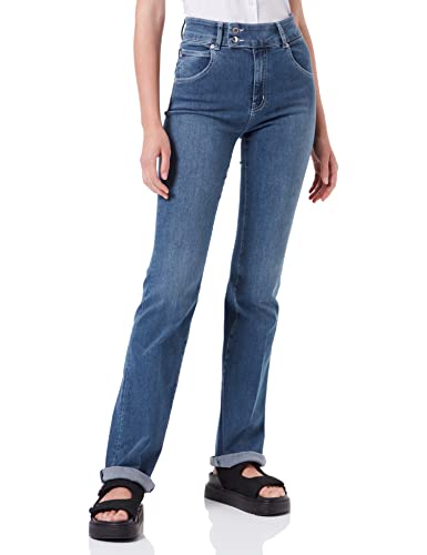 Love Moschino Superstretch niebieski dżins z wytłoczonym logo naszywka dżinsy damskie, Denim, 56