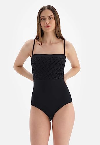Dagi Moda damska, jednoczęściowy kostium kąpielowy bez ramiączek, czarny, 40