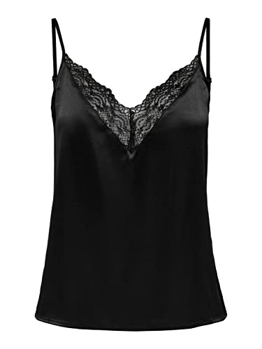 ONLY Damski top Onlvictoria Sl Lace Mix Singlet Noos WVN, czarny, XL