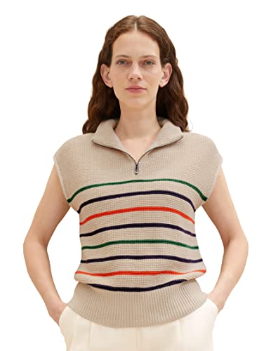TOM TAILOR Damski sweter 1035294, 31299 - Multicolor Knit Stripe, L