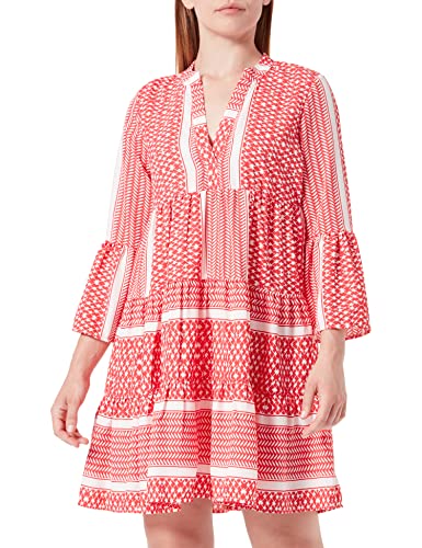 ONLY Damska sukienka ONLELLA Athena 3/4 V-Neck Dress WVN, High Risk Red/AOP: Athena, M