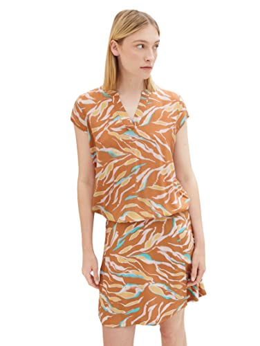TOM TAILOR 1035245 Bluzka Kobiety, 31758 - Brown Abstract Leaf Design, 42