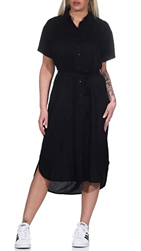 VERO MODA Sukienka damska VMBUMPY SS Calf Shirt Dress NOOS, czarna, S, czarny, S