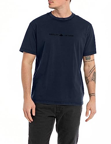 Replay koszulka męska regular fit, 088 Deep Blue, XXL