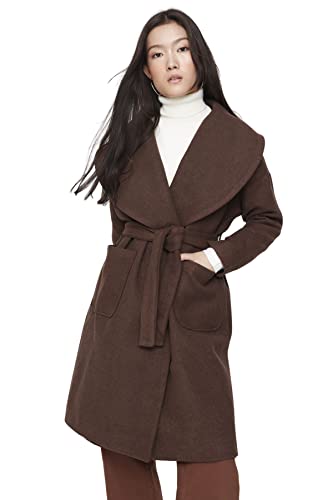 TRENDYOL Klasyczny płaszcz - brązowy - oversize, brązowy, 34