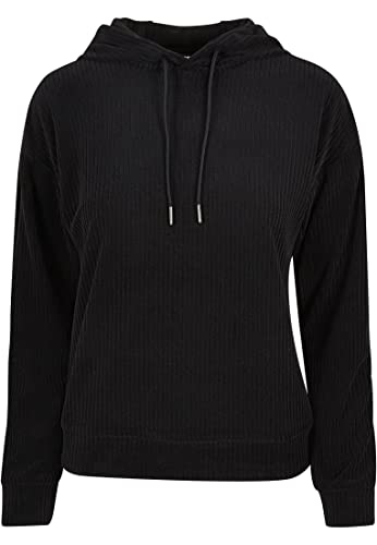 Urban Classics Damska bluza z kapturem Velvet Rib Hoody, czarny, XS