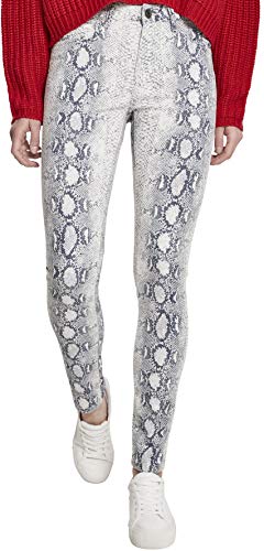 Urban Classics Ladies Animal Stretch Twill Skinny Spodnie Damskie, Wielokolorowy (Offwhite Wąż 02049), 44